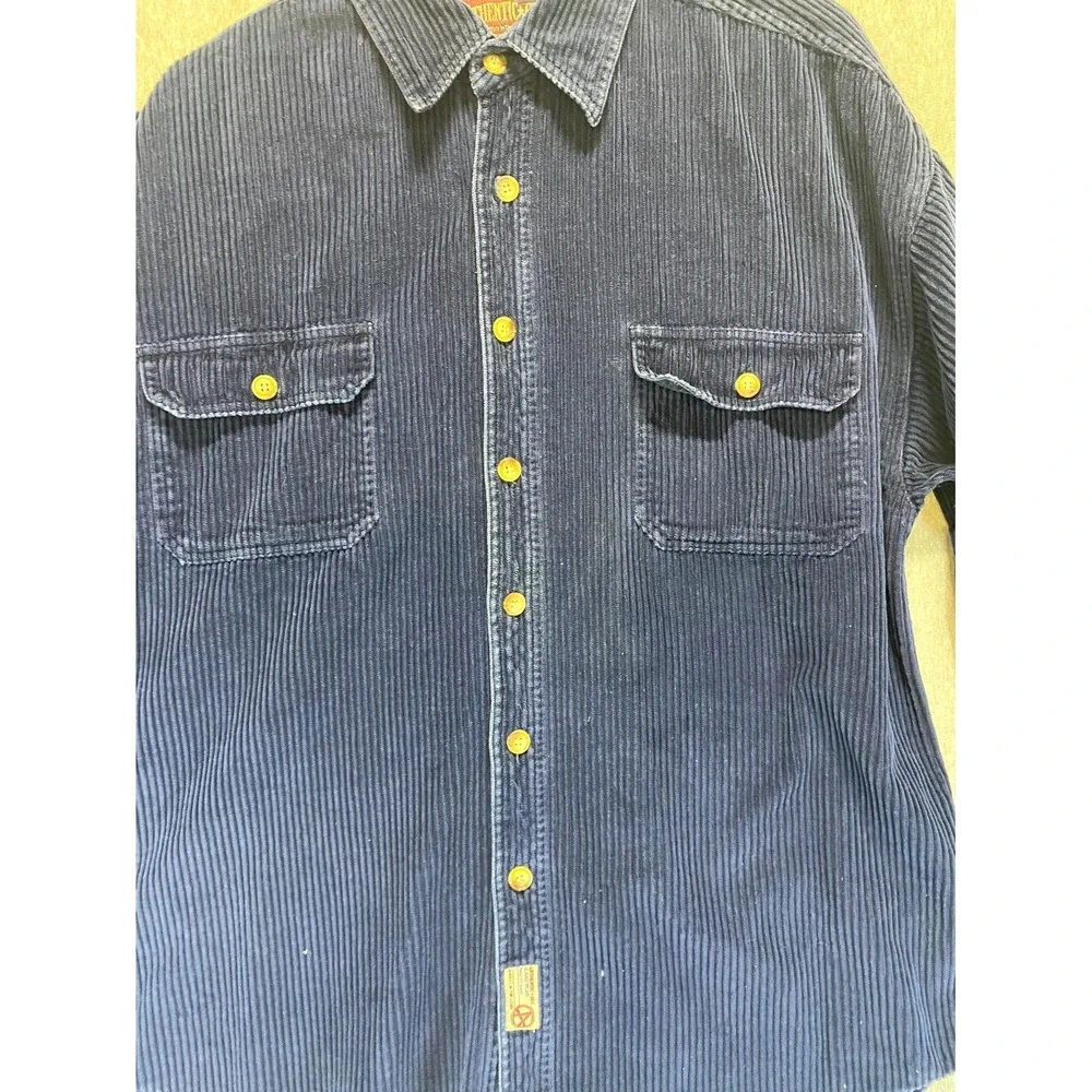Authentic GFC Jeans Wear Shacket Mens Large Blue Corduroy Cotton Button Front